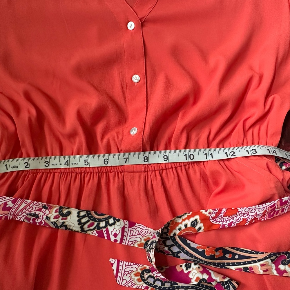 Tommy Hilfiger Coral Button-Front Dress with Printed Scarf Detail - Picture 8 of 11